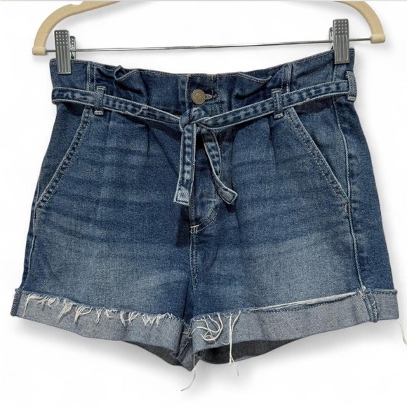 Hollister Pants - Hollister Ultra High-Rise Mom Shorts Paperbag Tie Waist Denim Jean Size 1 W25